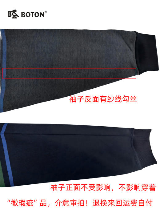 【“微瑕疵”新品特惠出清】波顿男士针织上衣蓝绿白条卫衣*MT070126 商品图5