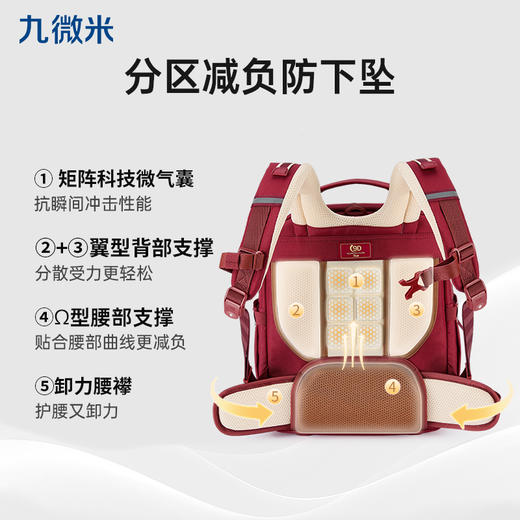 九微米小学生1-6年级9维减负防下坠气囊云朵书包圣马可系列 U2301+2400 商品图3