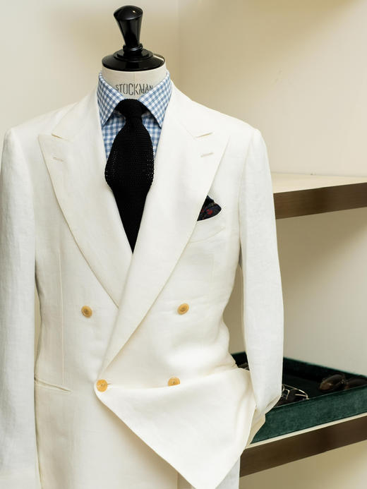 Cesare Attolini 白色人字纹亚麻双排扣 商品图2