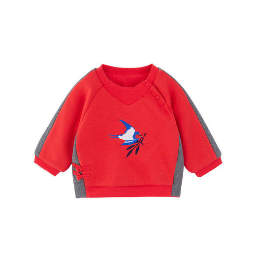 英氏儿童V领套头开肩卫衣春秋款男童绒衫新年唐装YRTAJ41331A 商品图4