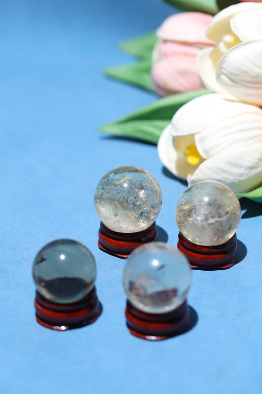 迷罗元和堂 | 白紫茶水晶球 | 透体随机发｜冰裂 矿坑 棉絮均为水晶天然形成 介意勿拍 【器悟雅玩】 商品图2