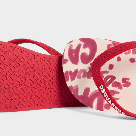 DSQUARED2 女士字母徽标贴片Rebel人字拖鞋 粉红色 FFW0001 17208751 M4236 商品图4