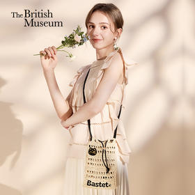 大英博物馆巴斯特系列萌猫编织包手机斜挎包-米色