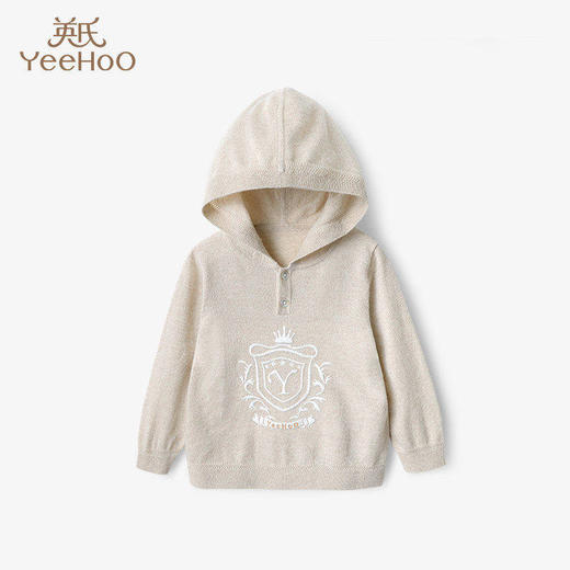 高定系列英氏儿童卫衣连帽休闲外套保暖羊绒羊毛衫YRTAJ32413A 商品图0
