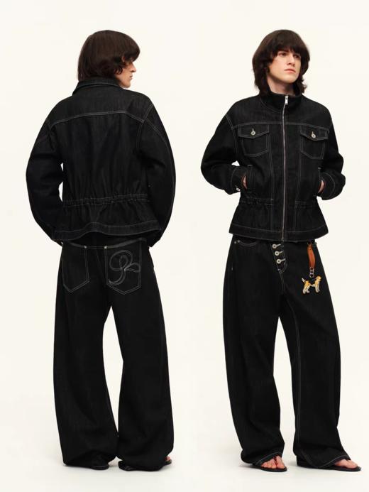 出逃赤岗西/C26SSW170/复古竖纹原牛廓形牛仔外套 商品图3