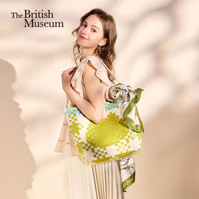 大英博物馆巴斯特系列萌猫猫头编织包单肩包-果绿色 浅蓝色
