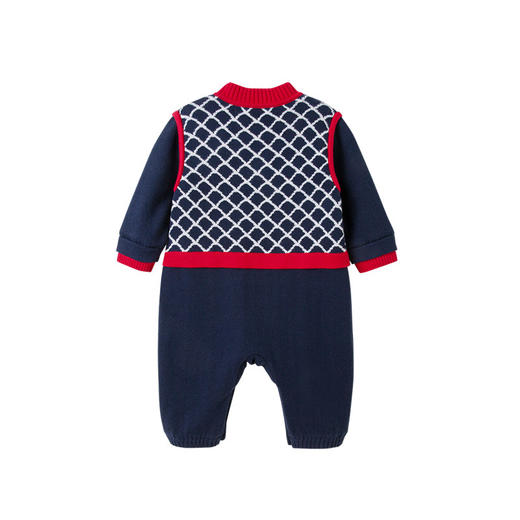 英氏婴儿新毛长哈秋冬新款宝宝连体衣新年爬服哈衣YRHAJ42315A 商品图3