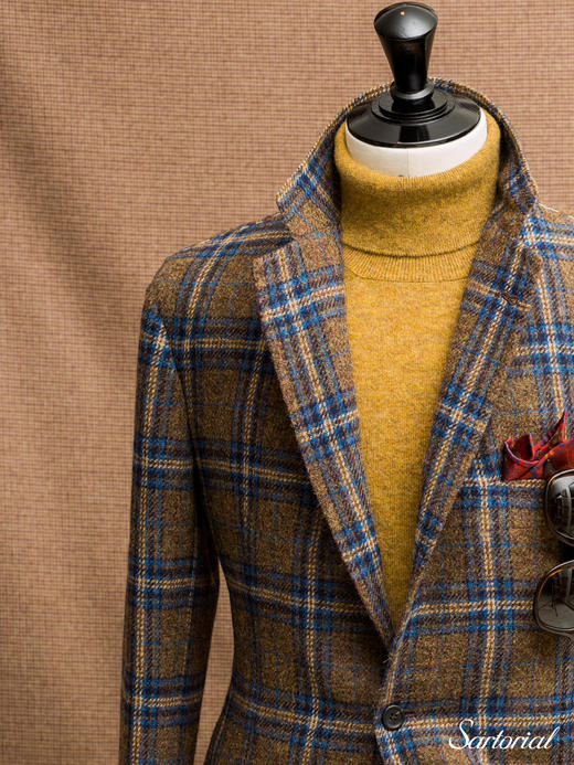 Orazio Luciano 棕色蓝格纹单西 商品图1