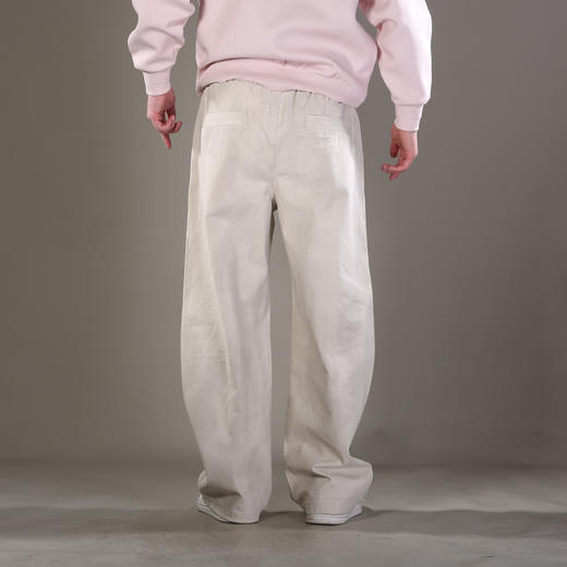 DRONKOO 2026 抽绳半松紧满幅不规则竖纹喷色做旧中厚休闲长裤 商品图4