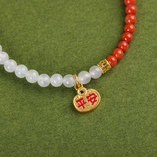 【平安圆满】翡翠南红足金平安手链   ZX2602013 商品图4