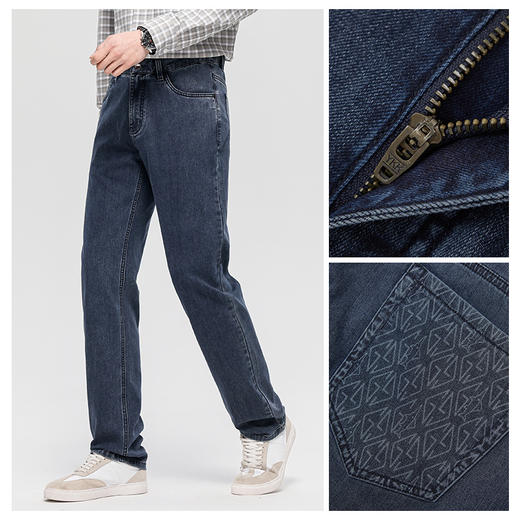 德鲨鲨鱼男装蓝色牛仔裤2026夏新款休闲百搭裤子直筒长裤 商品图3