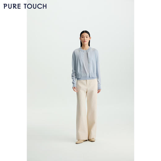 商场同款PURE TOUCH26春夏新款圆领针织开衫宽松立体绣绵羊毛衫 商品图1