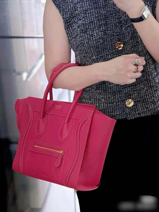 Celine 玫粉色 大号 牛皮 笑脸包 商品图2