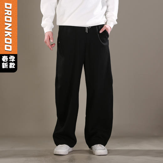 DRONKOO 2026 花色抽绳松紧口袋同色钉扣前斜压线结构中厚卫裤长裤 商品图0