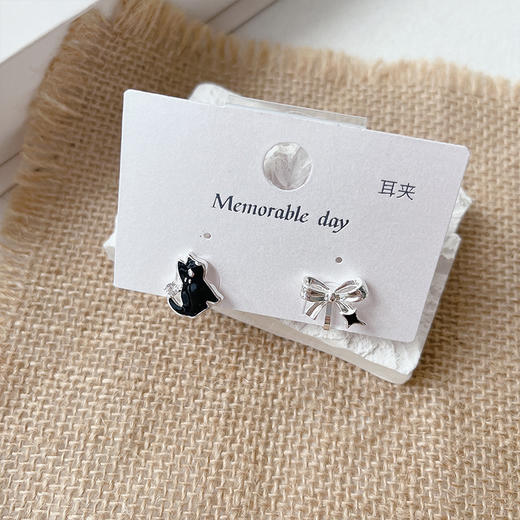黑色小猫咪蝴蝶结卡通萌宠系列耳夹纪念日百货门店同款164893212 商品图1