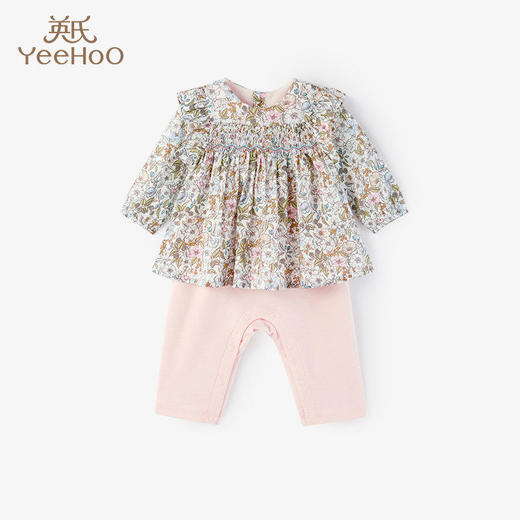 英氏婴儿衣服长袖高档哈衣秋新款女宝宝绵羊毛连体衣YRHAJ32381A 商品图0