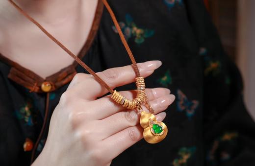 【新年上新】招财纳福·盘缠拉丝葫芦翡翠项链 JD 商品图0