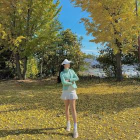 Masterbunny兔耳朵女士小百褶斜边印花短裙来了！磨毛弹力面料W821932-45