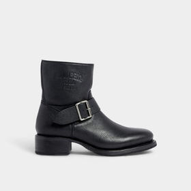 DSQUARED2 男士带扣式绑带皮革Harley中靴 黑色 ABM0167 25102624 2124