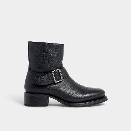DSQUARED2 男士带扣式绑带皮革Harley中靴 黑色 ABM0167 25102624 2124 商品图0