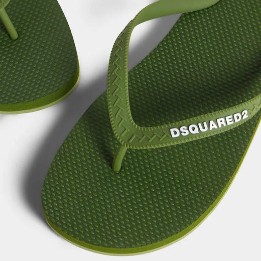 DSQUARED2 男士字母徽标贴片人字拖鞋 绿色 FFM0001 17200001 M1845 商品图3