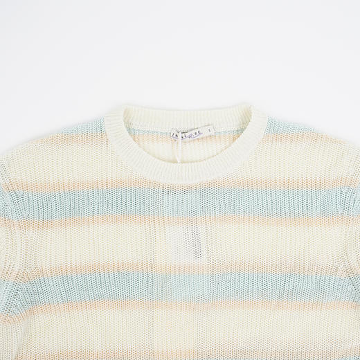 INSULAiRE 岛民 Atoll T-Shirt 和纸人造丝针织条纹圆领短袖T恤 商品图1