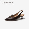 千百度褶皱细高跟羊皮法式时装半凉鞋女2026夏季新款小猫跟凉鞋A26282950 商品缩略图1