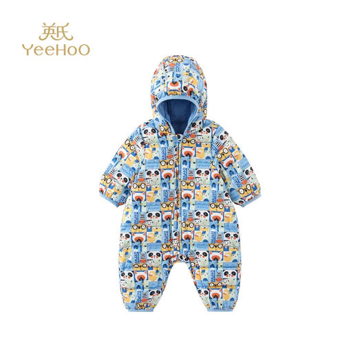 英氏婴儿羽绒哈衣宝宝连帽连体衣抗菌防钻绒保暖外套YRHFJ31039A 商品图0