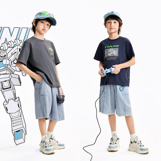 男童全腰牛仔中裤夏季新款安奈儿童装EB626593 商品图3