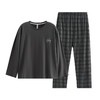芬腾新款男士春秋季睡衣长袖长裤圆领套头纯棉简约全棉家居服套装 商品缩略图0