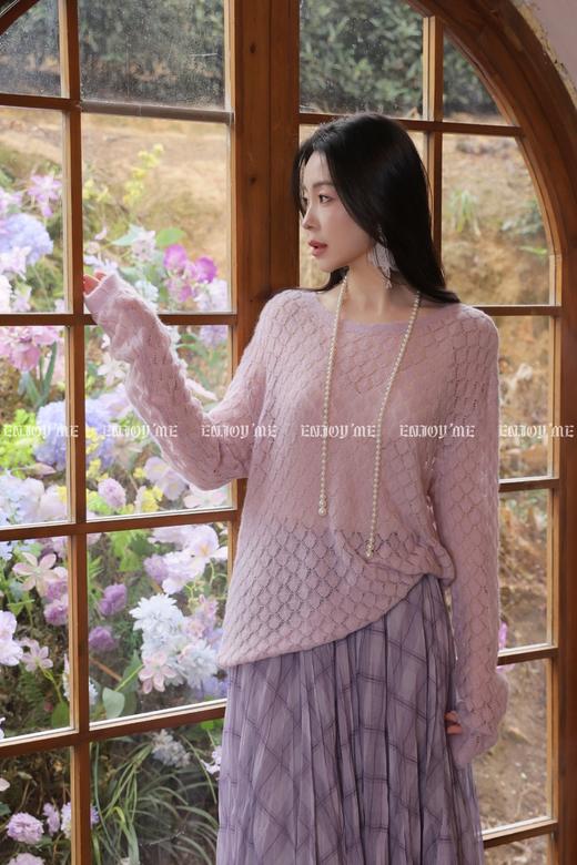 【门店同款】ENJOY春季“柔光芳序”羽毛镂空针织上衣 169261783 商品图6