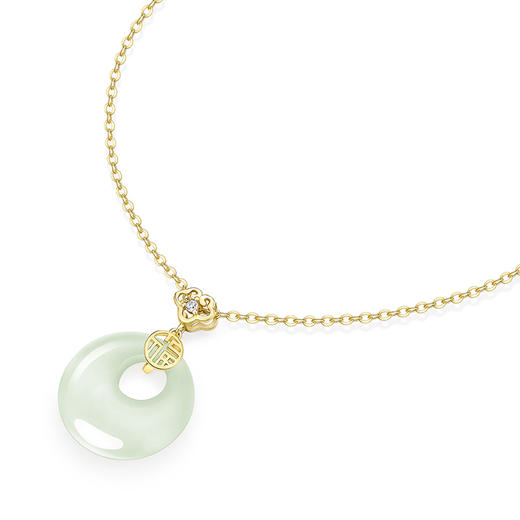 KADER卡蒂罗 福气平安扣项链 925银和田玉新中式国潮风新年款幸运锁骨链 莹润气质优雅浪漫配饰温柔百搭 礼盒装 商品图2