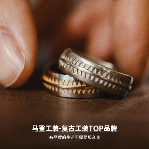 马登工装美式复古白黄铜开口戒指vintage纳瓦霍手指环配饰品男款 商品图4