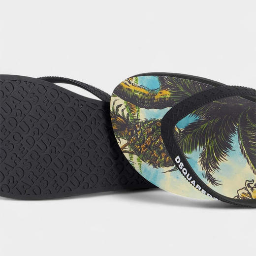 DSQUARED2 男士字母徽标贴片人字拖鞋 黑色 FFM0001 17208755 M037 商品图4