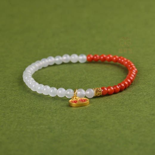 【平安圆满】翡翠南红足金平安手链   ZX2602013 商品图3