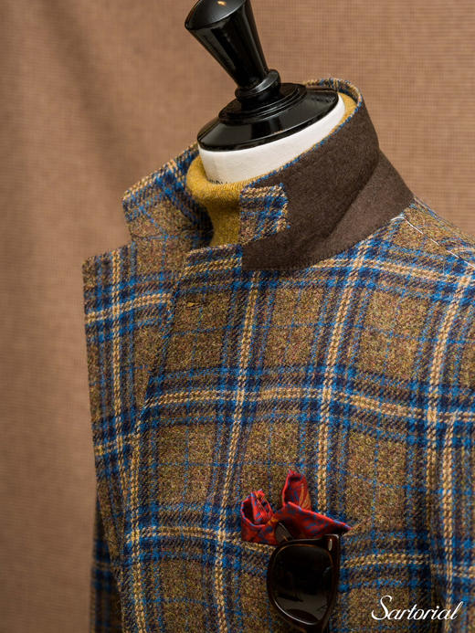 Orazio Luciano 棕色蓝格纹单西 商品图3