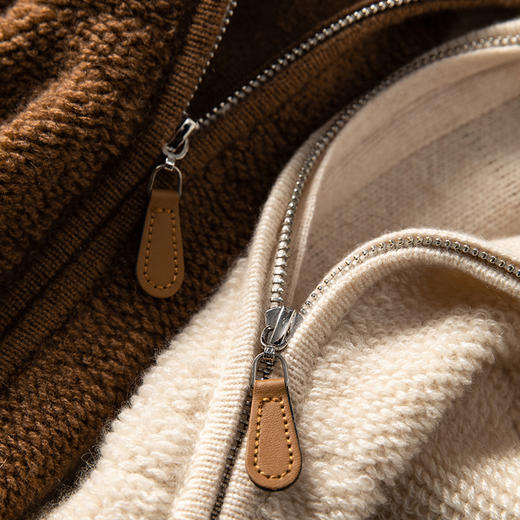 100%Baby小山羊绒~毛巾绣加厚连帽开衫女双拉链外套BABY250485 商品图4