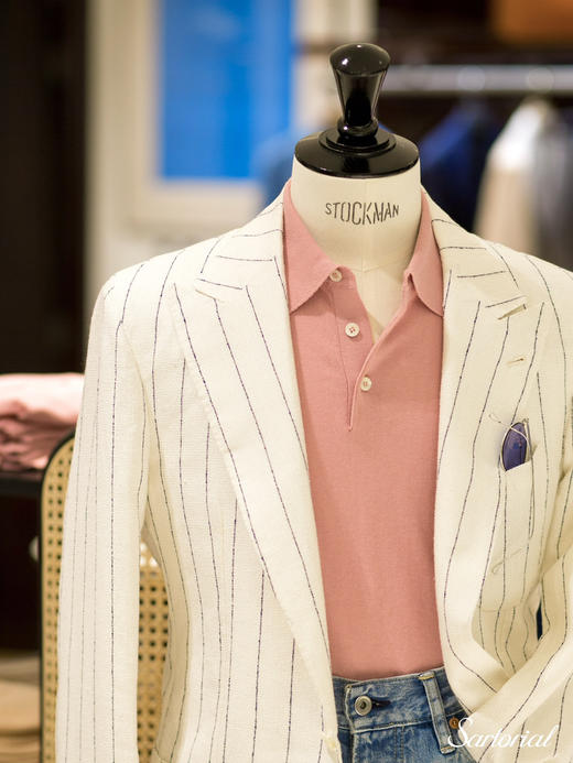 Orazio Luciano 白色条纹枪驳领单西 商品图2