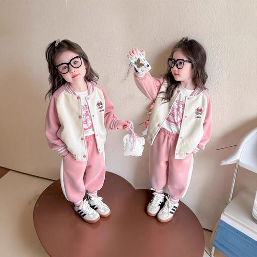 童洛萌2026春秋女童棒球服外套新款洋气拉布布女孩上衣卫裤两件套开衫80-150cm★★娃娃优选 商品图1