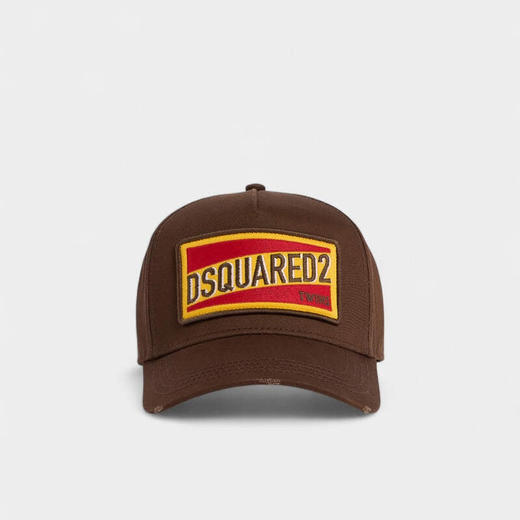 DSQUARED2 中性徽标贴片刺绣棉质棒球帽 棕色 BCM0419 05C00001 5080 商品图0