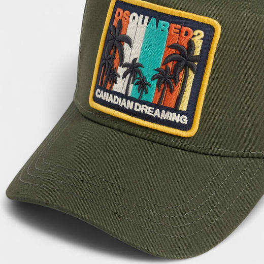 DSQUARED2 中性徽标贴片刺绣棉质棒球帽 军绿色 BCM0037 05C00001 8066 商品图4