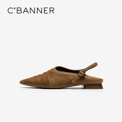 【静音系列】千百度薄底时装凉鞋女2026夏季新款褶皱羊皮平底凉鞋A26279396 商品图2