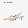千百度褶皱细高跟羊皮法式时装半凉鞋女2026夏季新款小猫跟凉鞋A26282950 商品缩略图2