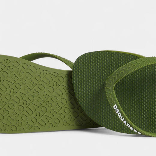 DSQUARED2 男士字母徽标贴片人字拖鞋 绿色 FFM0001 17200001 M1845 商品图4