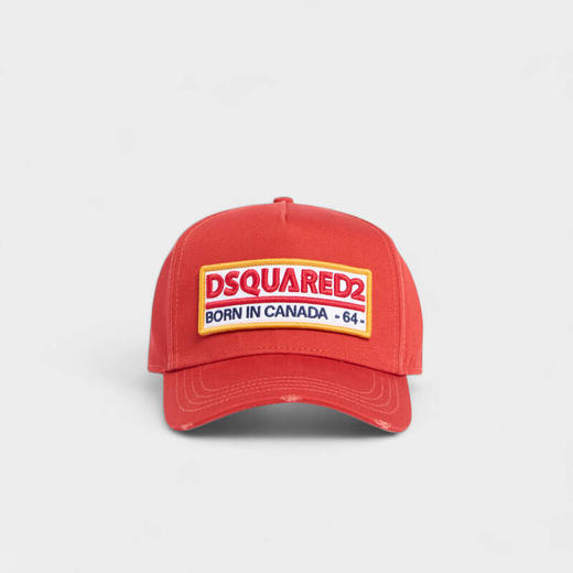 DSQUARED2 中性徽标贴片刺绣棉质棒球帽 红色 BCM0983 05C00001 5096 商品图0