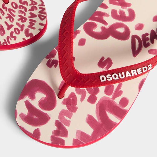 DSQUARED2 女士字母徽标贴片Rebel人字拖鞋 粉红色 FFW0001 17208751 M4236 商品图3