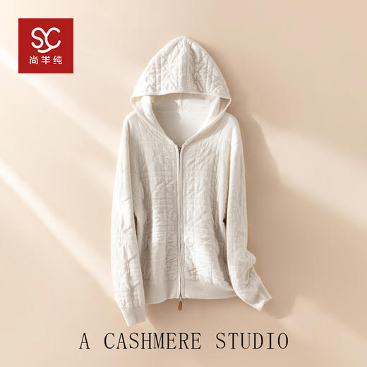 100%Baby小山羊绒~连帽羊绒开衫女加厚菱形格外套BABY260511 商品图3