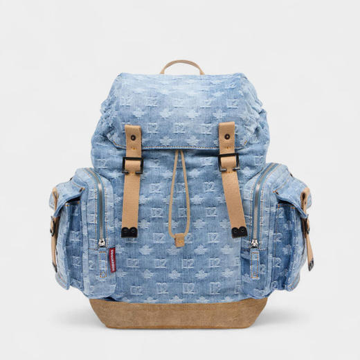 DSQUARED2 男士字母徽标图案Monogram牛仔双肩包 蓝色 BPM0131 10108819 3098 商品图0