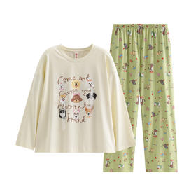 （合作款）芬腾新款纯棉可爱卡通小狗可外穿家居服套装yc0225023