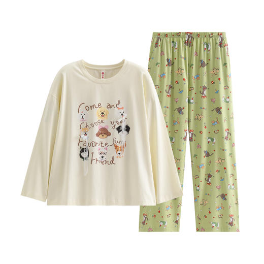 （合作款）芬腾新款纯棉可爱卡通小狗可外穿家居服套装yc0225023 商品图0